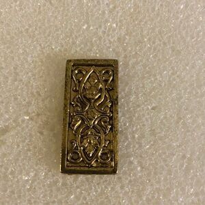 Vintage MCM Floral Design Rectangular Gold Tone Lapel Pin